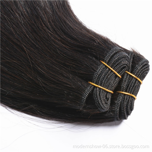 Double Drawn Raw virgin Cuticles Aligned Human hair pixie and Straight Weave Natural color Virgin  Hair Weft Silky Straight